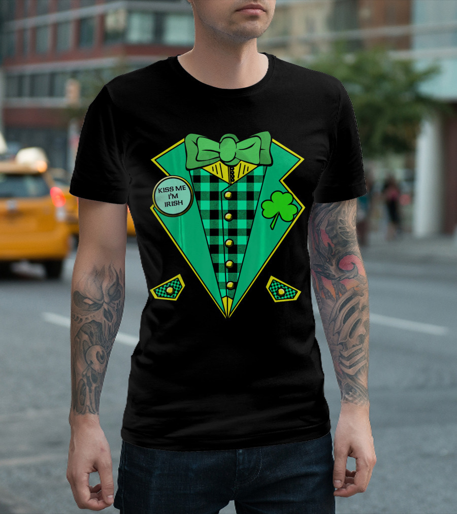 Kiss Me I'm Irish Leprechaun Costume Look with Bow Tie and Shamrock T-Shirt