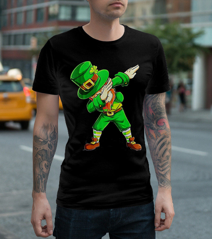 Leprechaun Dabbing Dance Pose In Green Costume T-Shirt