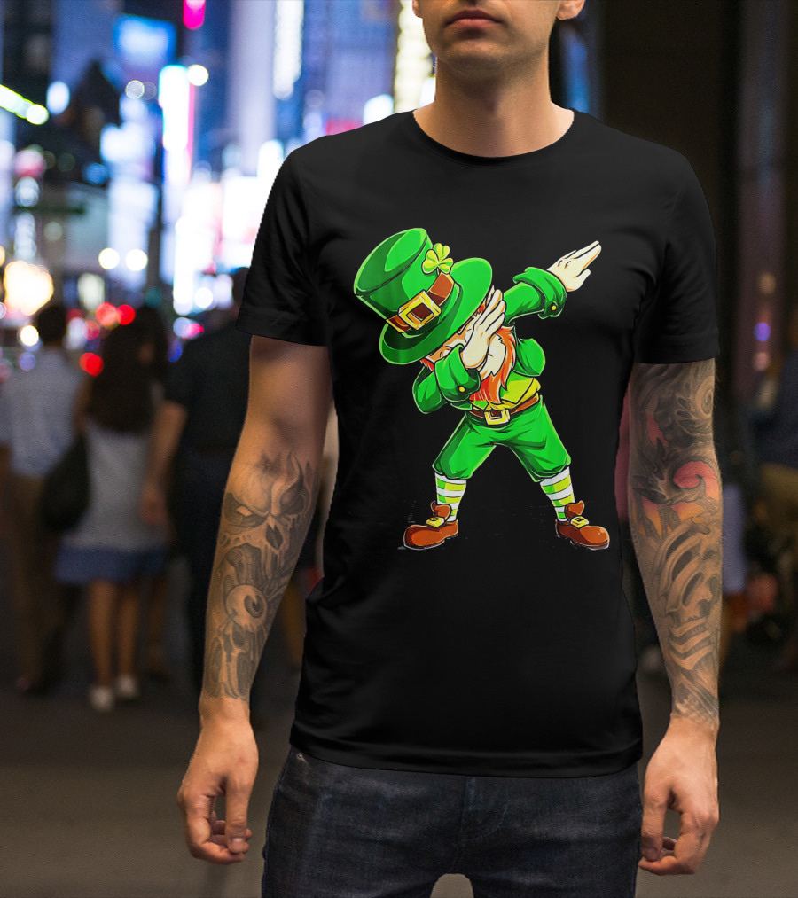 Leprechaun Dabbing Dance Pose In Green Costume T-Shirt