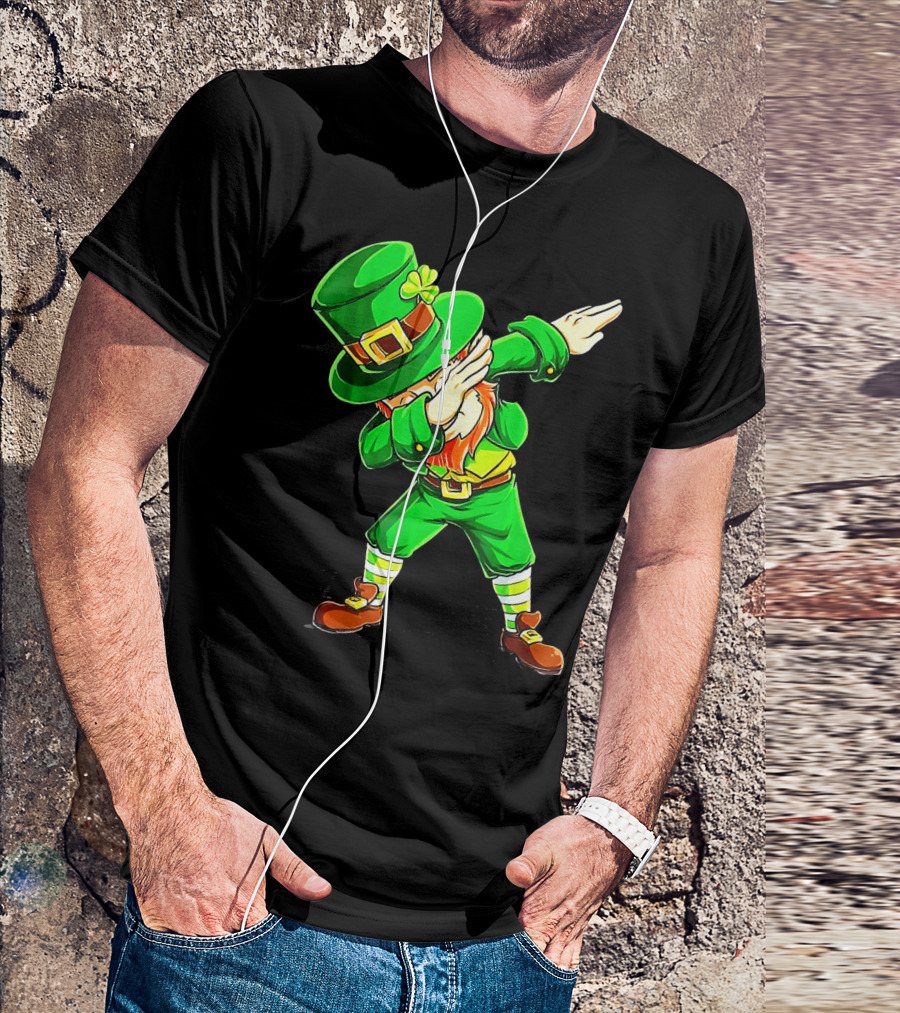 Leprechaun Dabbing Dance Pose In Green Costume T-Shirt