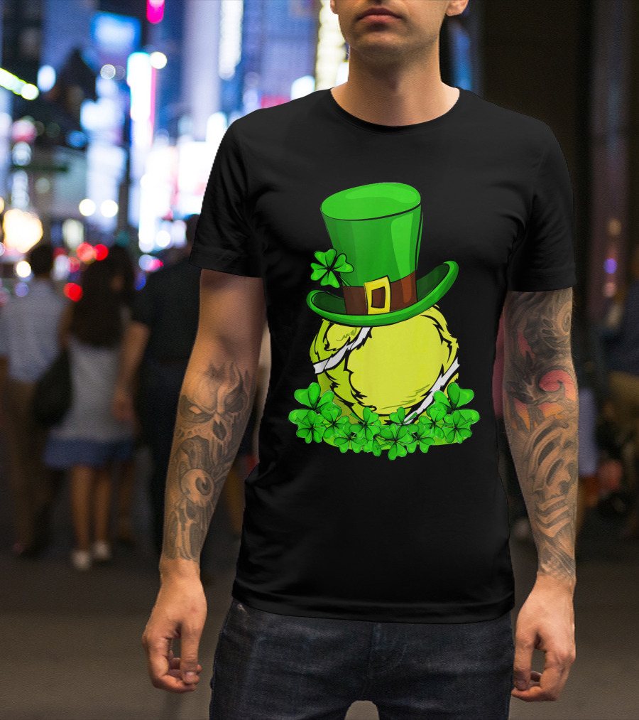Leprechaun Hat Shamrock Tennis Ball St Patrick T-Shirt