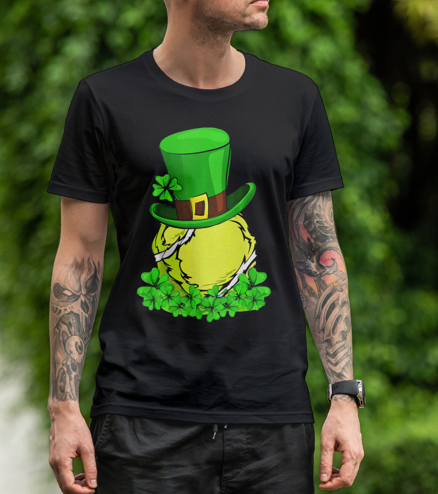 Leprechaun Hat Shamrock Tennis Ball St Patrick T-Shirt