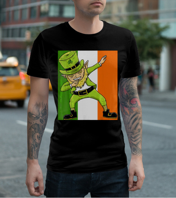 Irish Flag Dabbing Leprechaun St Patrick's Day T-Shirt