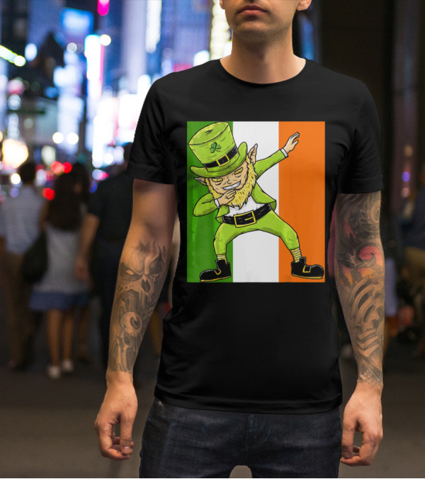 Irish Flag Dabbing Leprechaun St Patrick's Day T-Shirt