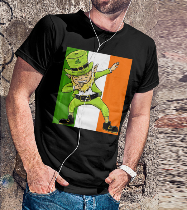 Irish Flag Dabbing Leprechaun St Patrick's Day T-Shirt