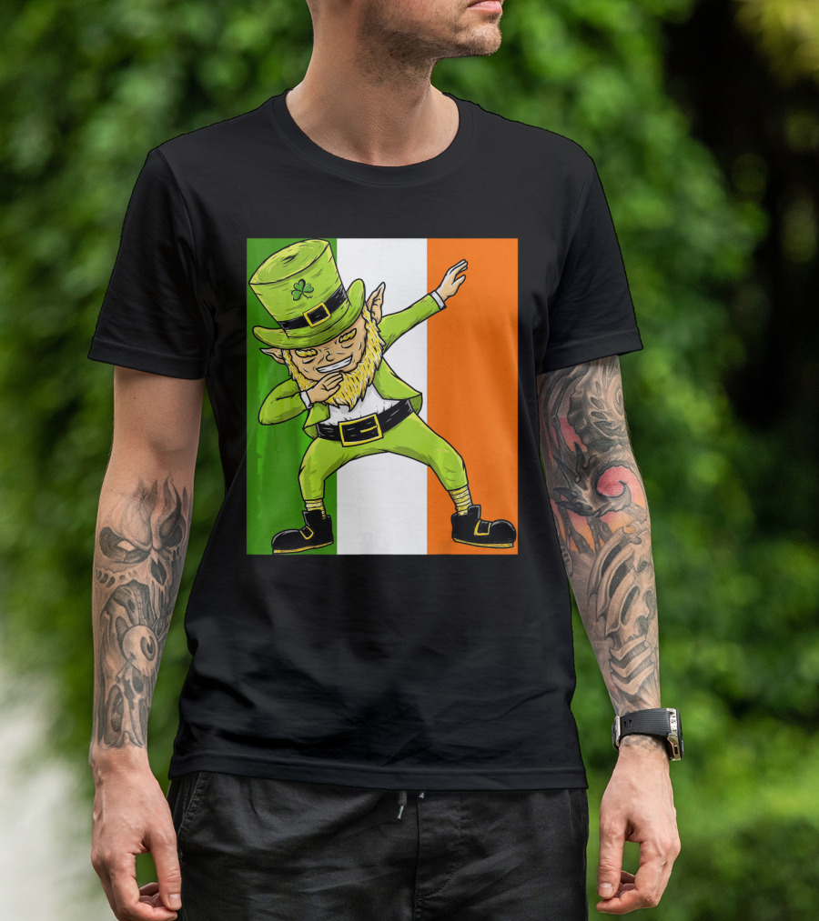 Irish Flag Dabbing Leprechaun St Patrick's Day T-Shirt