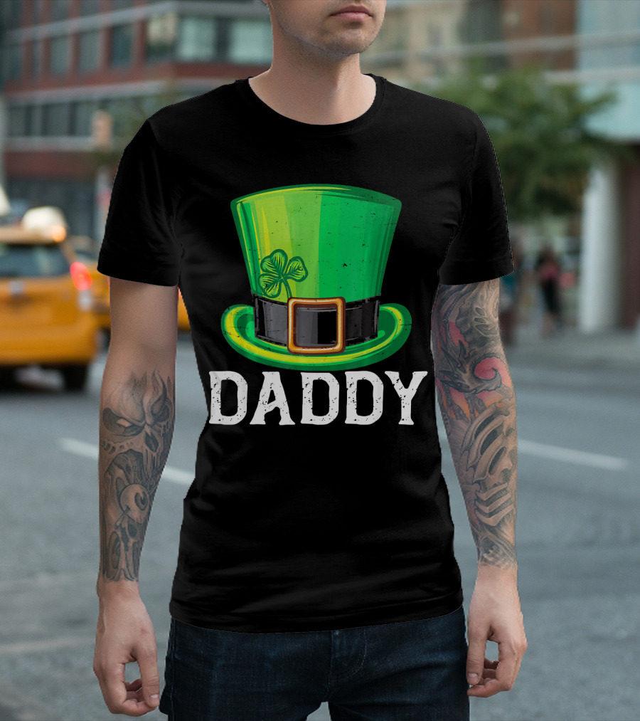 Daddy Leprechaun Hat Shamrock Matching Family T-Shirt