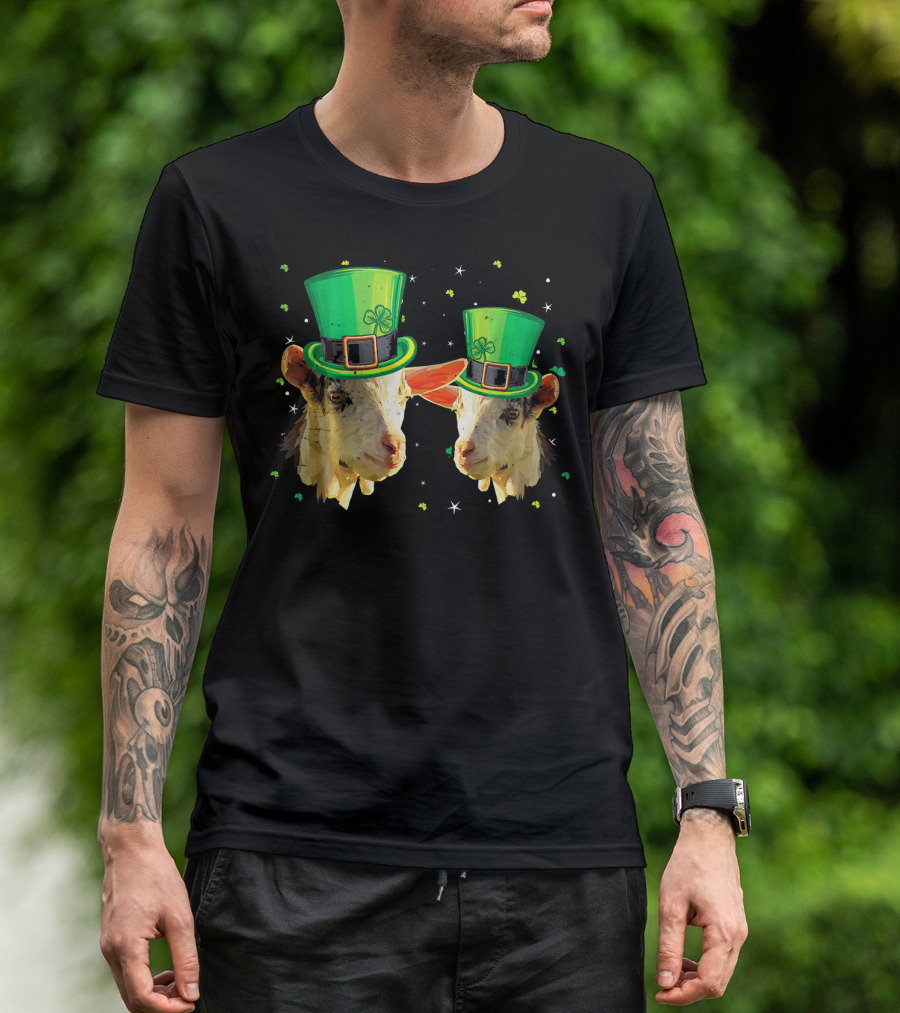 Two Goats In Leprechaun Hats For St Patricks T-Shirt