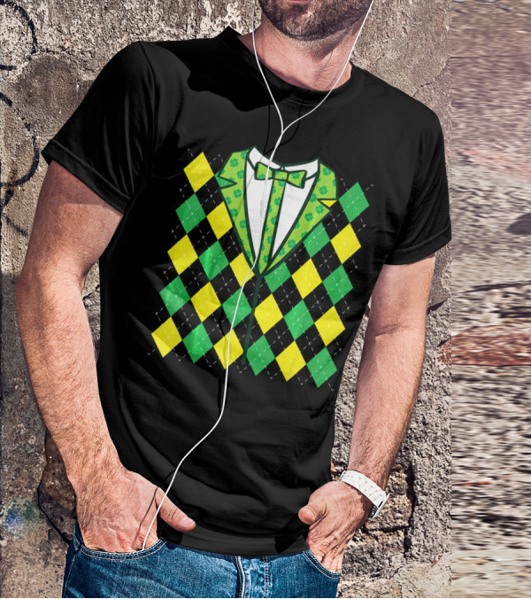 Green Leprechaun Tie Argyle T-Shirt