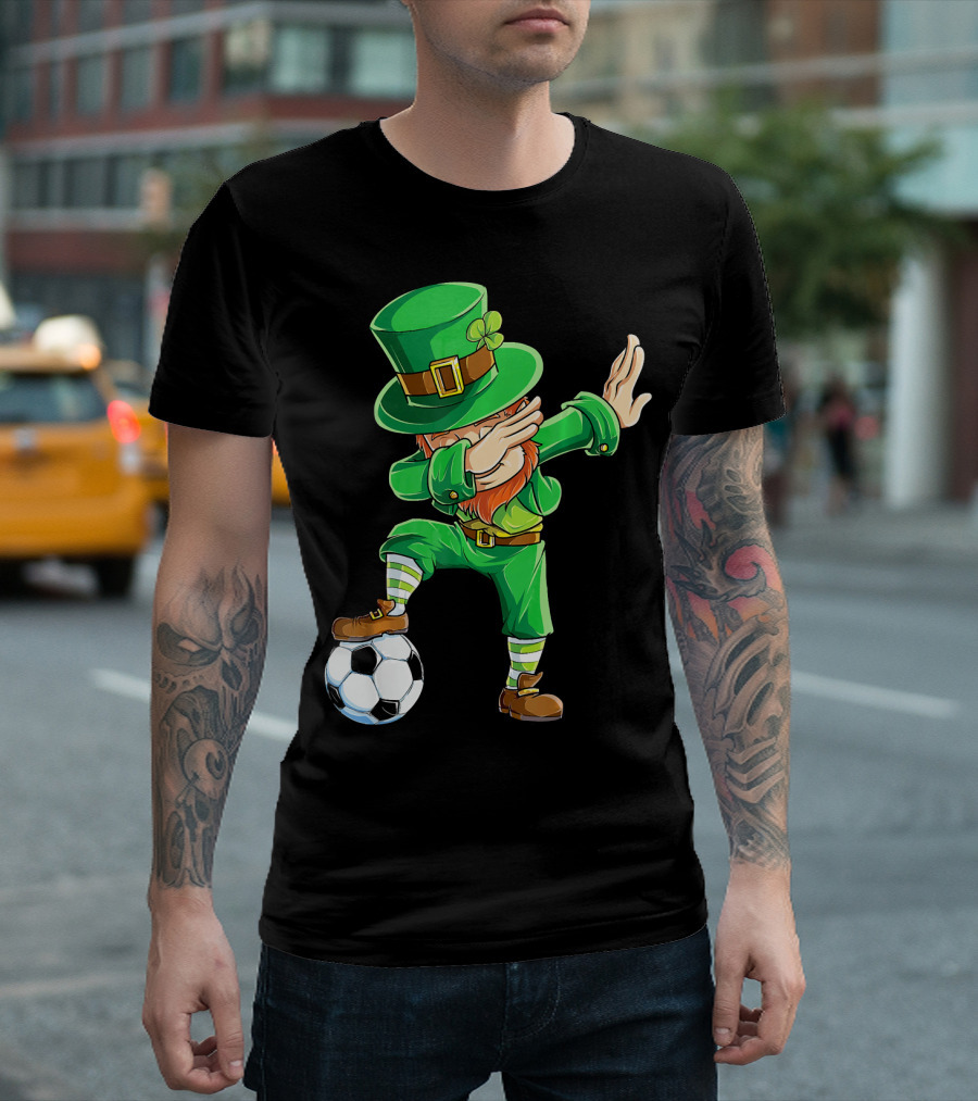 Dabbing Leprechaun Soccer Ball St Patricks Day T-Shirt