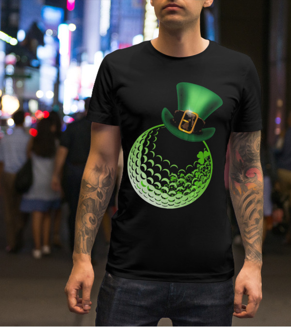 Shamrock Golf Ball With Leprechaun Hat St Patrick's Day Fun T-Shirt