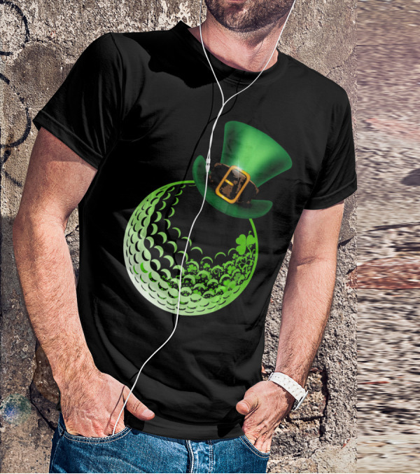 Shamrock Golf Ball With Leprechaun Hat St Patrick's Day Fun T-Shirt