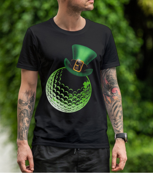 Shamrock Golf Ball With Leprechaun Hat St Patrick's Day Fun T-Shirt