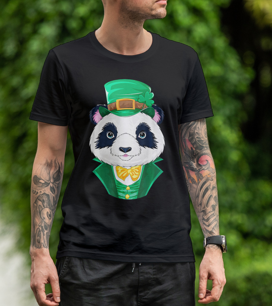 Panda Leprechaun Happy Lucky Irish Charm T-Shirt