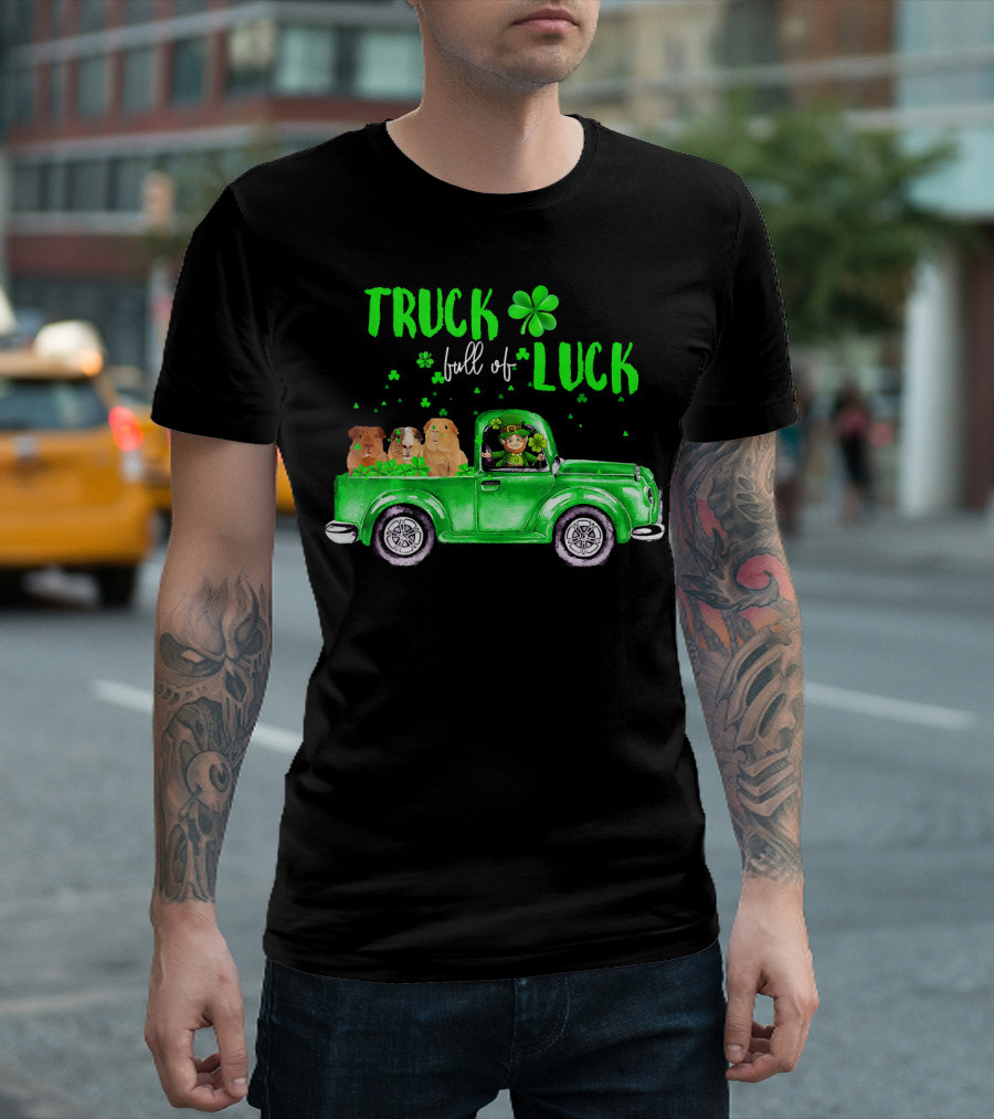 Truck Full of Luck Green Pick-Up with Guinea Pigs and Leprechaun T-Shirt