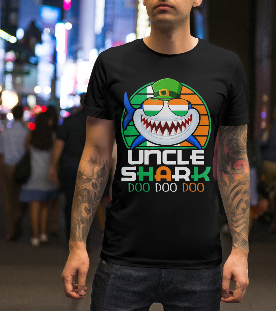 Uncle Shark Doo Doo Doo Funny St. Patrick's Day Irish Hat And Colors T-Shirt