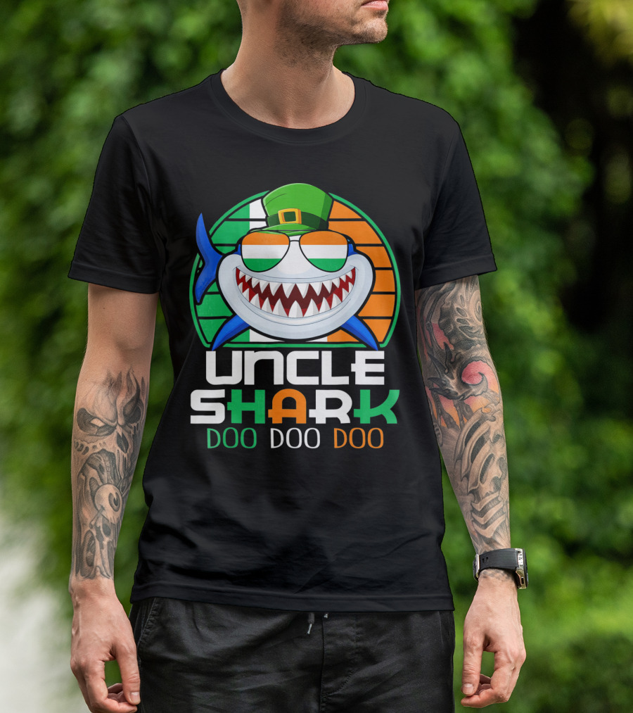 Uncle Shark Doo Doo Doo Funny St. Patrick's Day Irish Hat And Colors T-Shirt