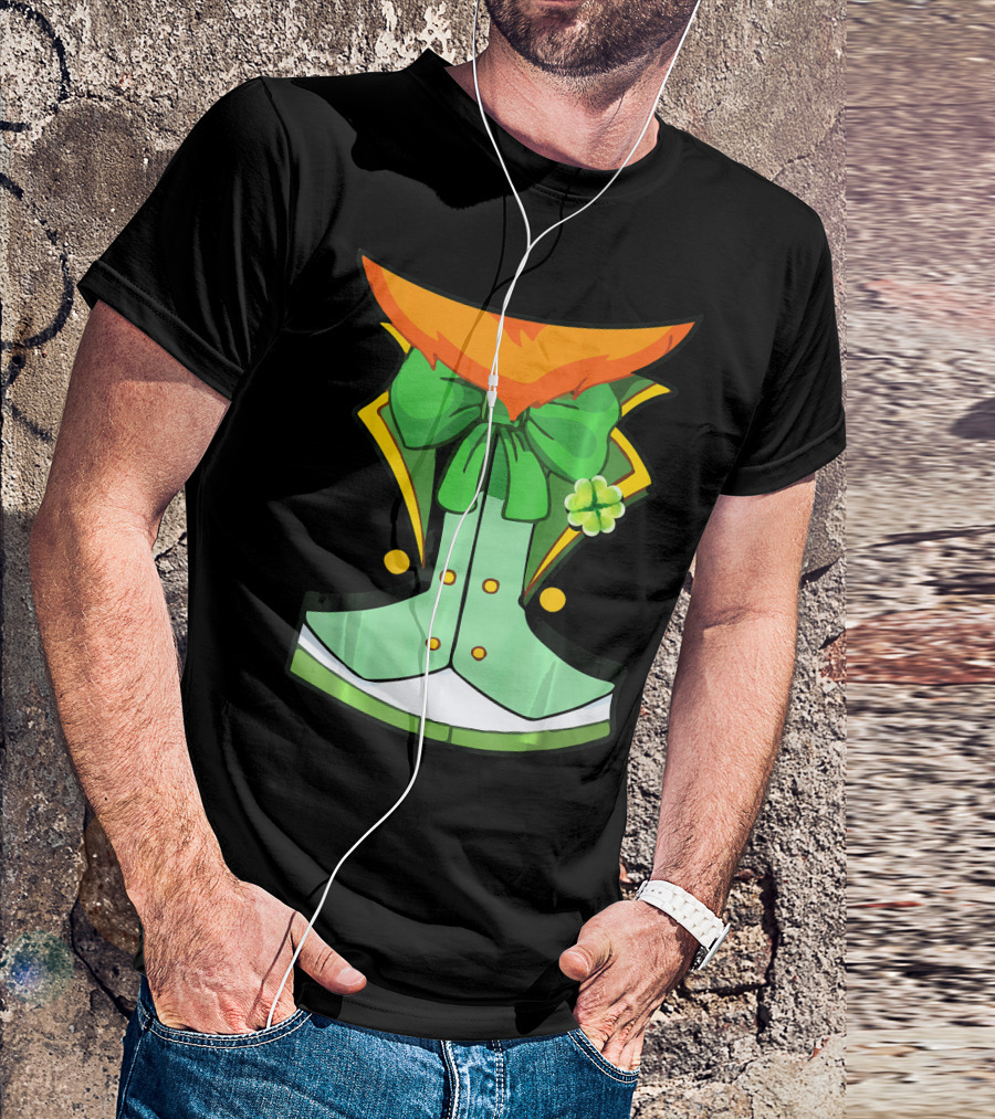Tuxedo Leprechaun Costume With Green Bowtie And Shamrock T-Shirt