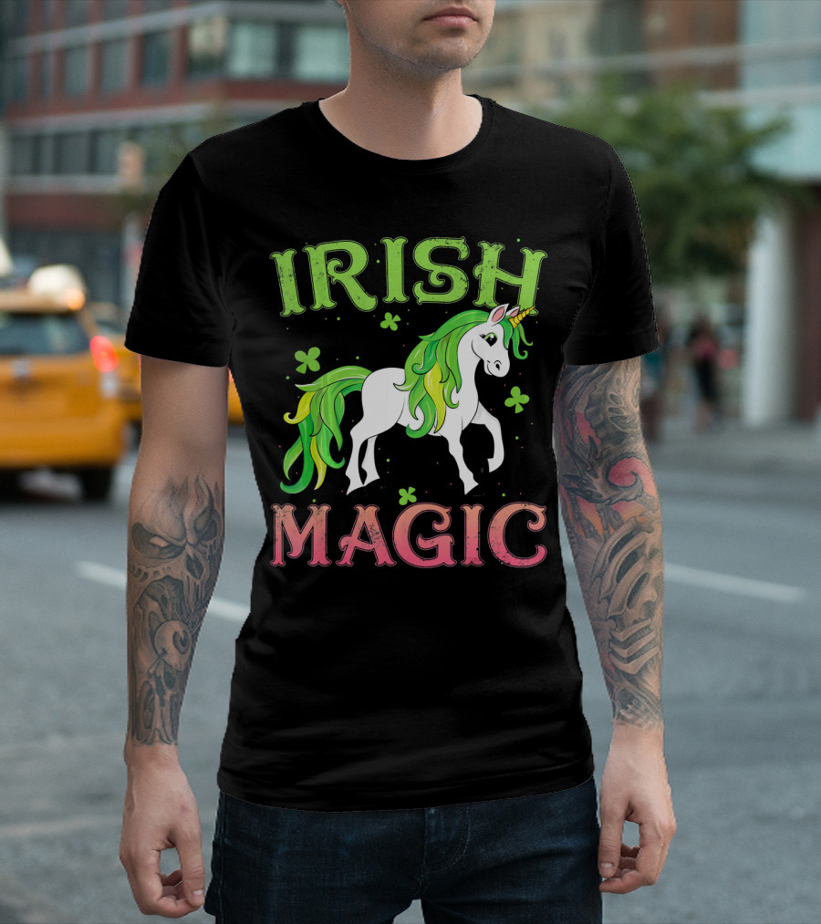 Irish Magic Unicorn Clover T-Shirt