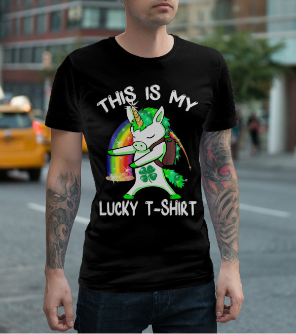 THIS IS MY LUCKY T-SHIRT LEPRICORN UNICORN RAINBOW CLOVER SPARKLE DAB T-Shirt