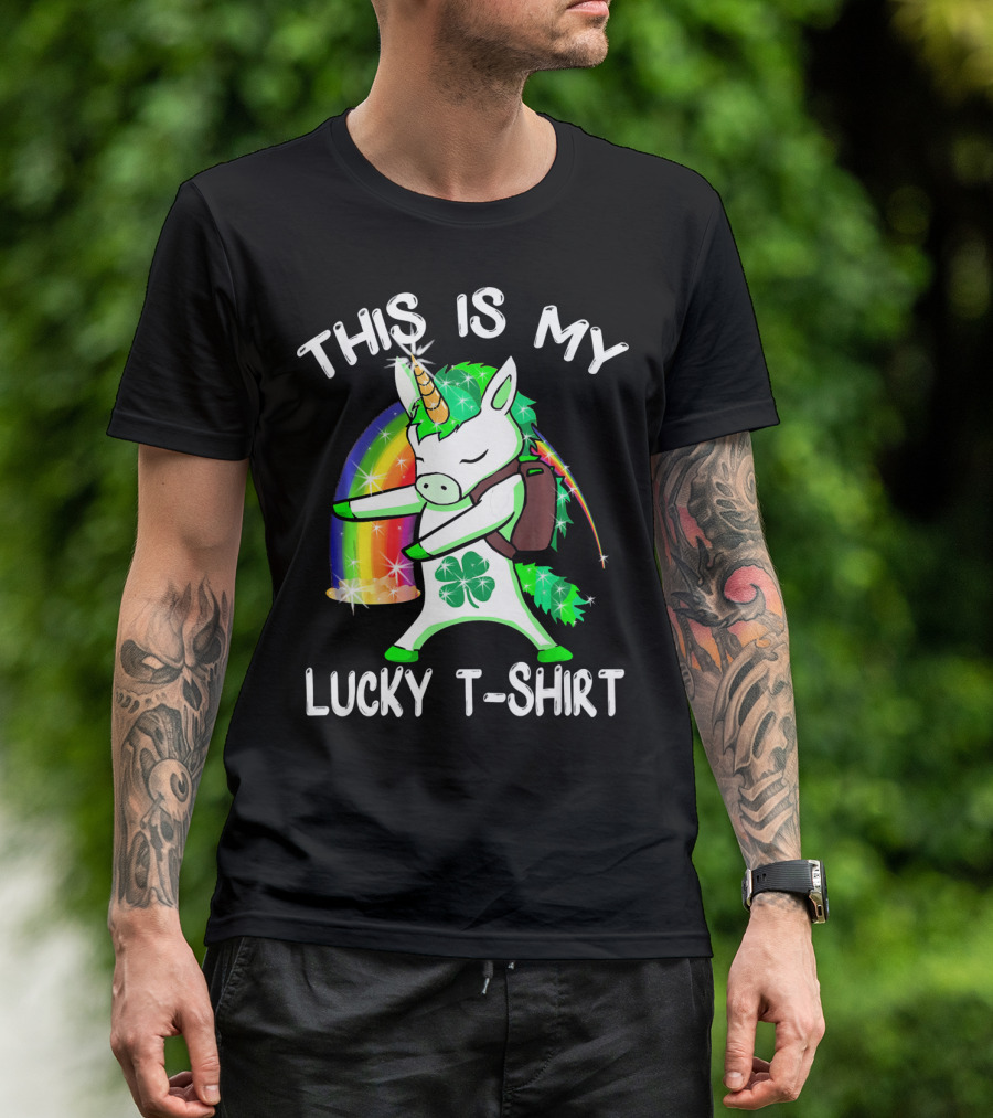 THIS IS MY LUCKY T-SHIRT LEPRICORN UNICORN RAINBOW CLOVER SPARKLE DAB T-Shirt
