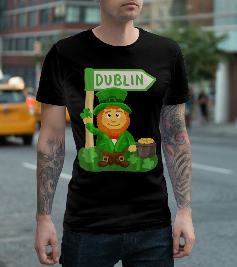 Dublin Leprechaun Shamrock Gold T-Shirt