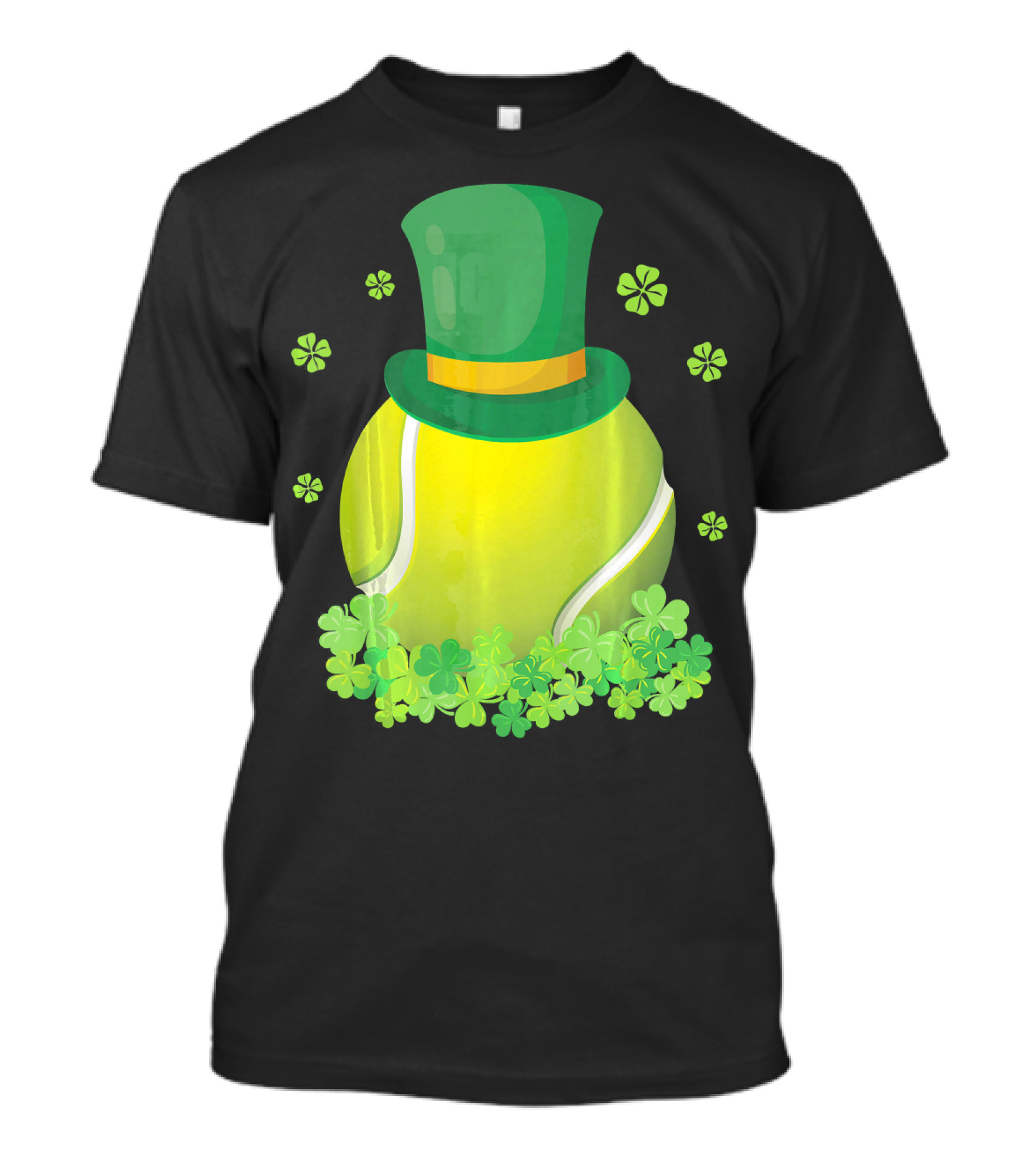 Leprechaun Hat Tennis Ball Surrounded By Shamrocks T-Shirt