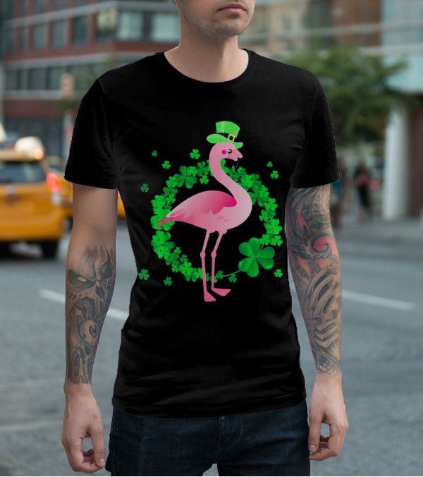 Flamingo Shamrock St. Patrick's Day Green Clover Hat T-Shirt