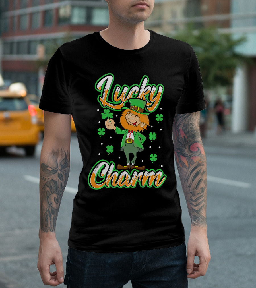 Lucky Charm St. Patrick's Day Leprechaun with Shamrocks T-Shirt