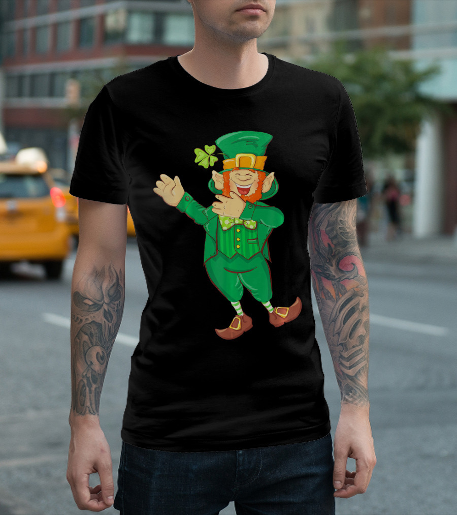 St Paddy Leprechaun Dabbing Dance Saint Clover Green T-Shirt