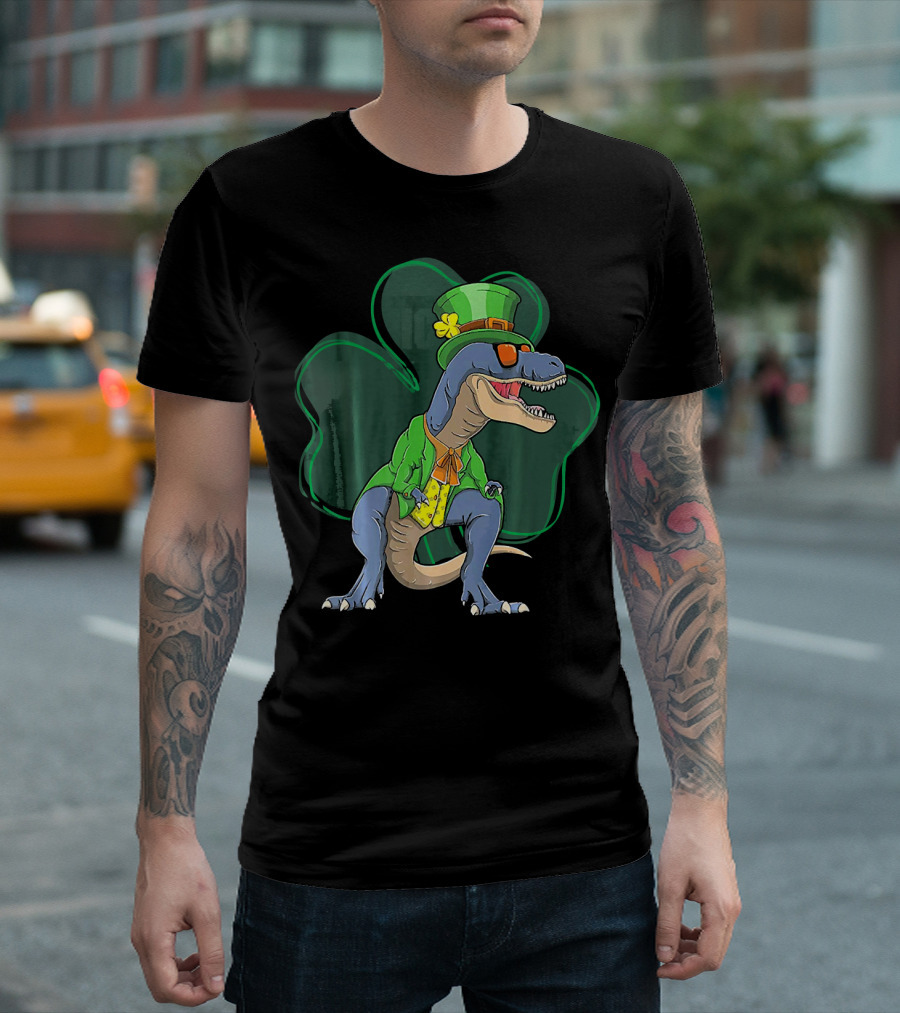 St. Pat Rex Day Leprechaun Dinosaur Shamrock Funny St. Patrick's Day T-Shirt