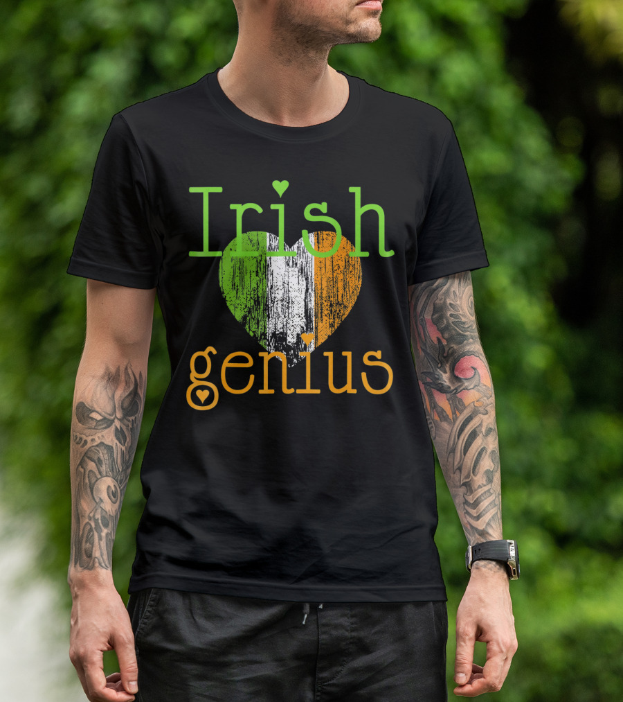 Irish Genius Heart With Irish Flag Colors T-Shirt