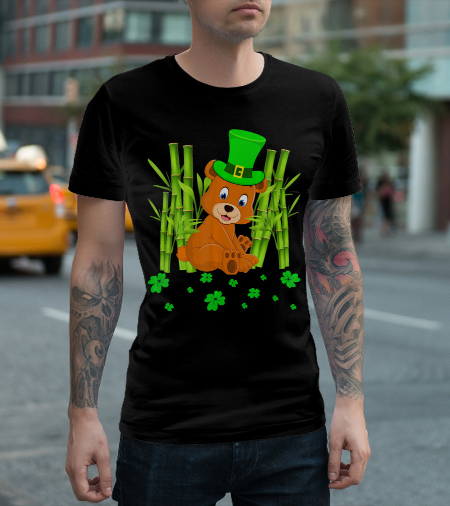 Leprechaun Bear Shamrock Bamboo St Patricks Day T-Shirt