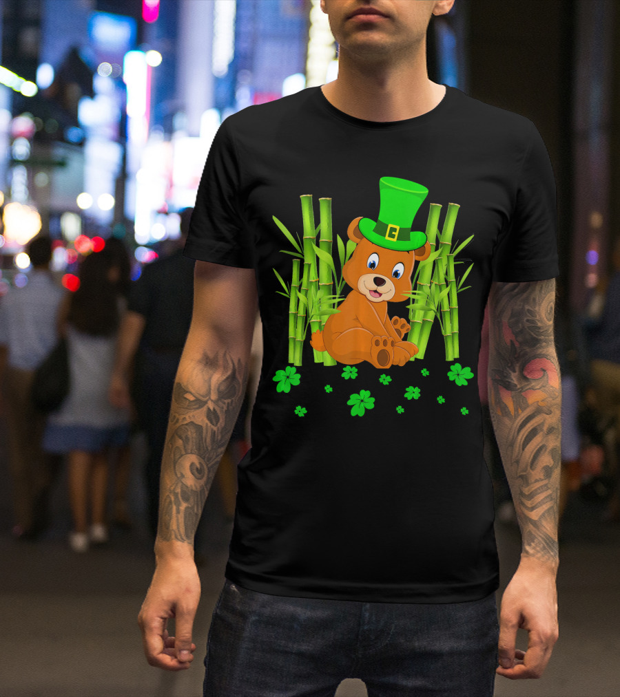 Leprechaun Bear Shamrock Bamboo St Patricks Day T-Shirt