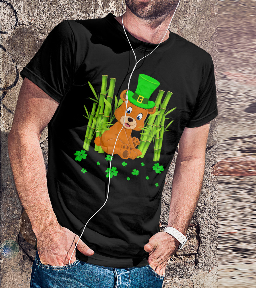 Leprechaun Bear Shamrock Bamboo St Patricks Day T-Shirt