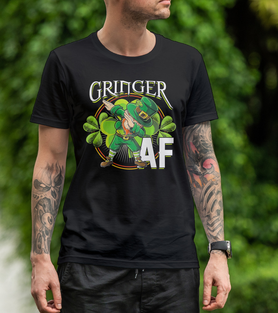 GRINGER AF Dabbing Leprechaun T-Shirt