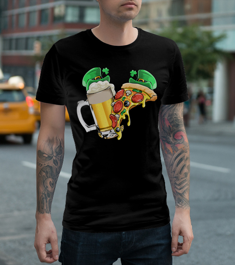 Beer Pizza Leprechaun Hat St. Patrick's Day T-Shirt