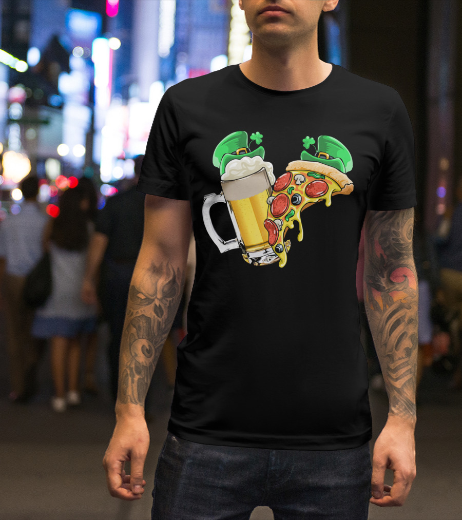 Beer Pizza Leprechaun Hat St. Patrick's Day T-Shirt