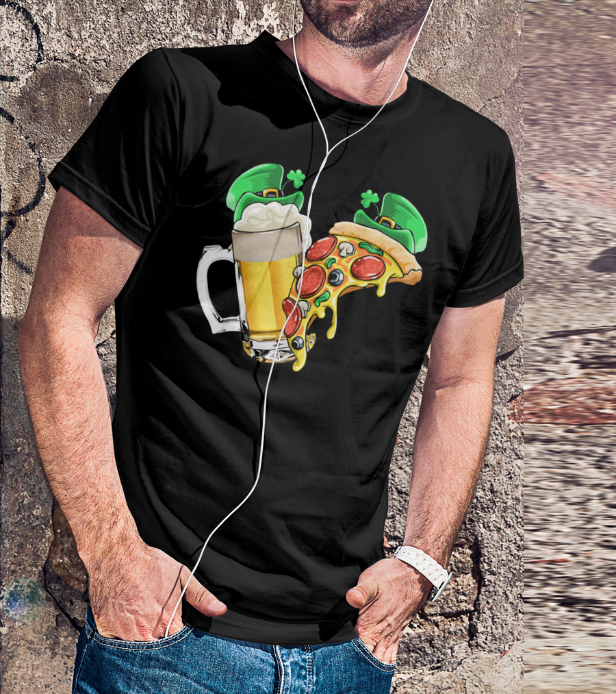 Beer Pizza Leprechaun Hat St. Patrick's Day T-Shirt
