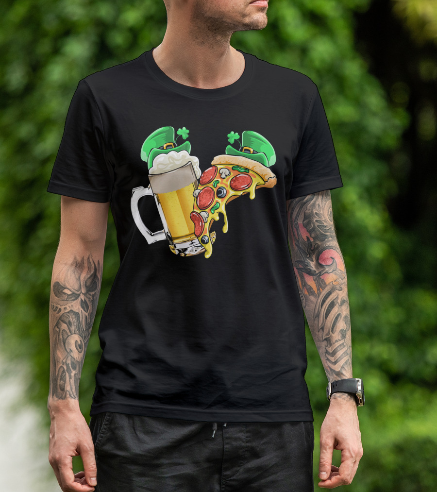 Beer Pizza Leprechaun Hat St. Patrick's Day T-Shirt