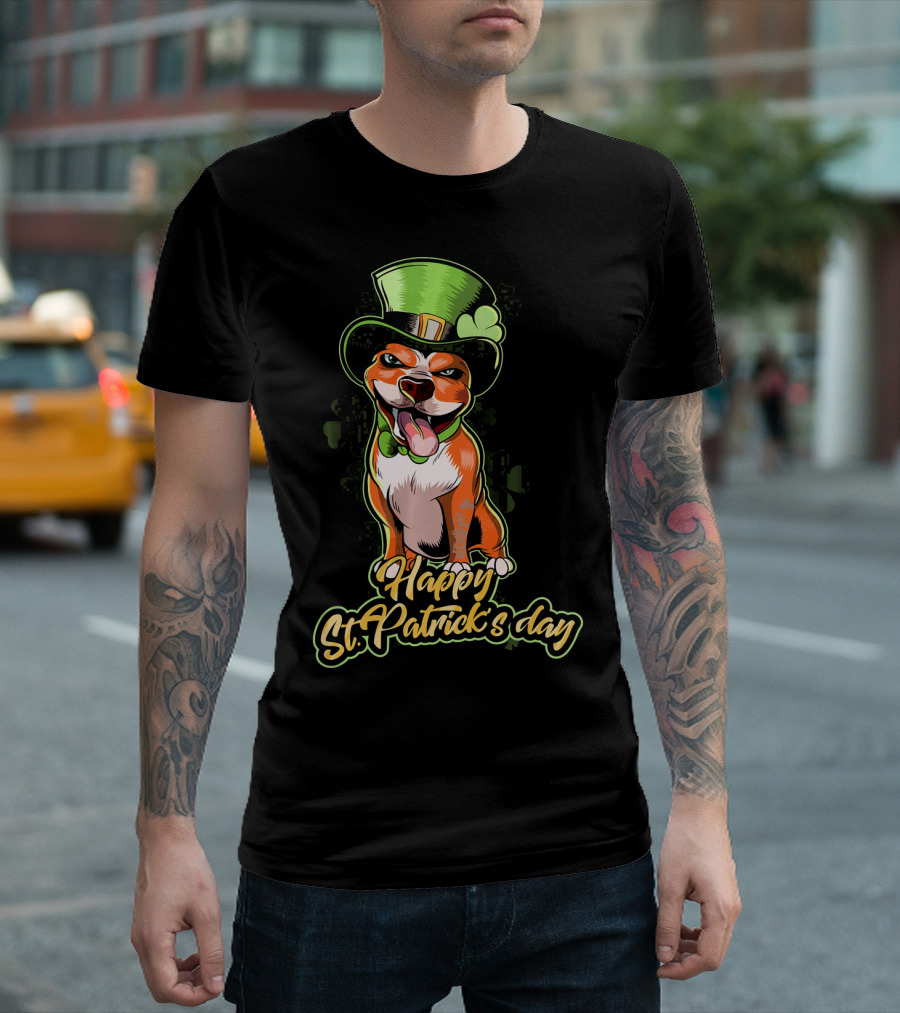 Happy St. Patrick's Day Pit Bull Cute Leprechaun T-Shirt