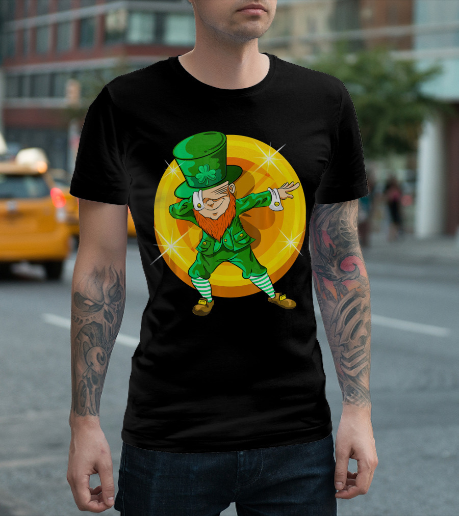 Dabbing Leprechaun With Gold Coin St Pat T-Shirt