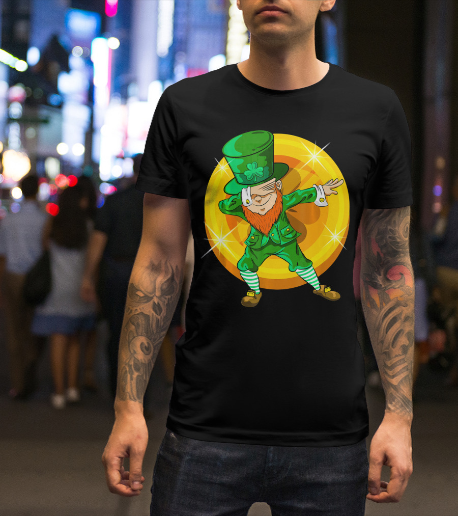 Dabbing Leprechaun With Gold Coin St Pat T-Shirt