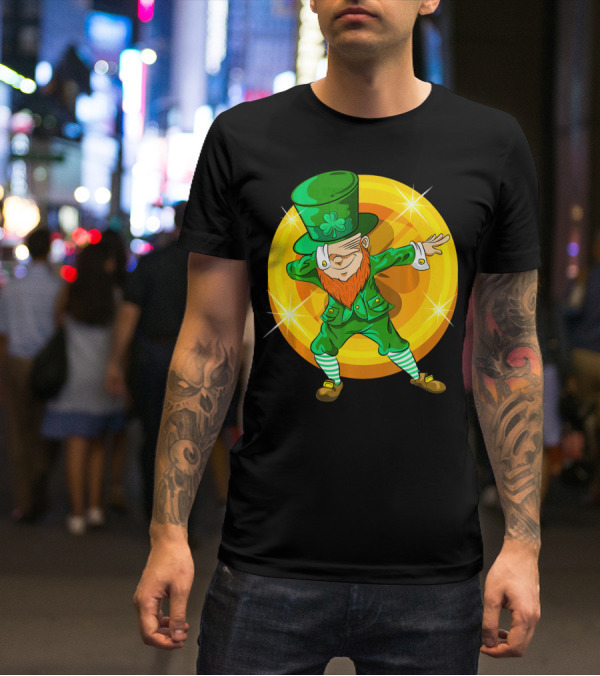 Dabbing Leprechaun With Gold Coin St Pat T-Shirt