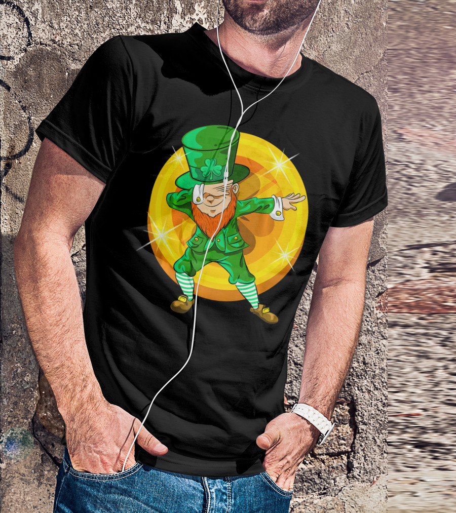 Dabbing Leprechaun With Gold Coin St Pat T-Shirt
