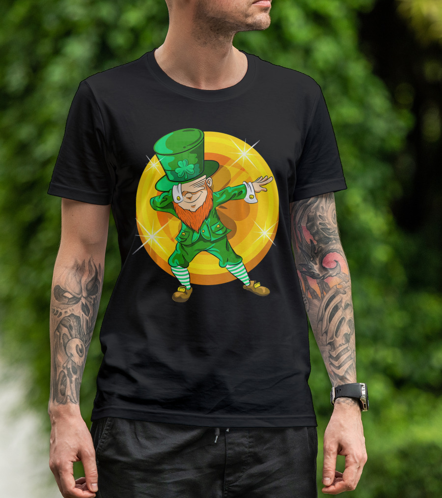 Dabbing Leprechaun With Gold Coin St Pat T-Shirt