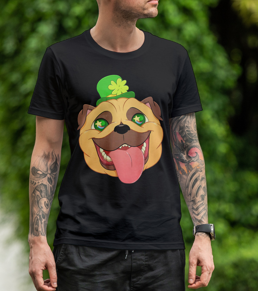 St Patricks Day Pug Leprechaun Irish Shamrock Hat T-Shirt