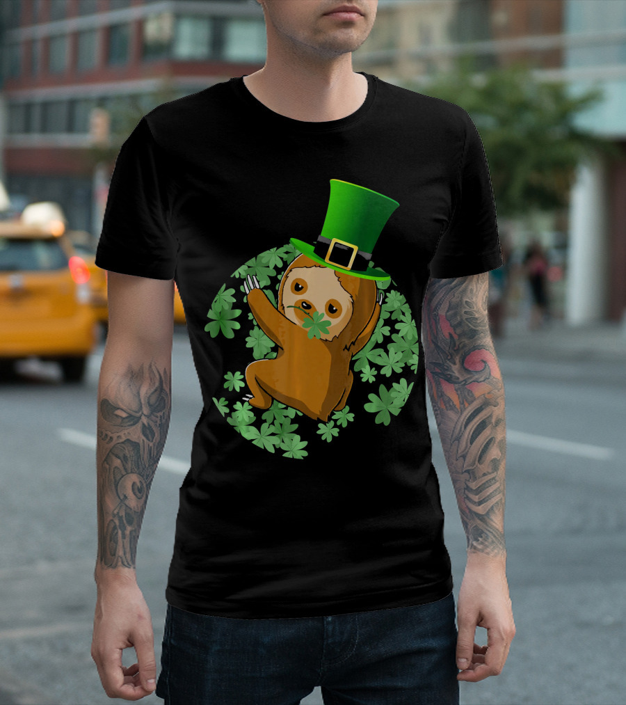 Leprechaun Hat Sloth Shamrock T-Shirt