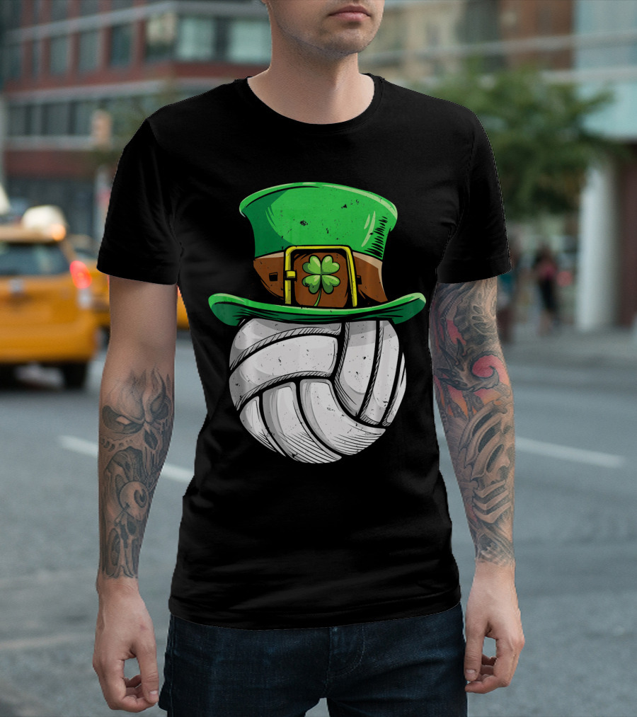 Volleyball Leprechaun Hat With Shamrock T-Shirt