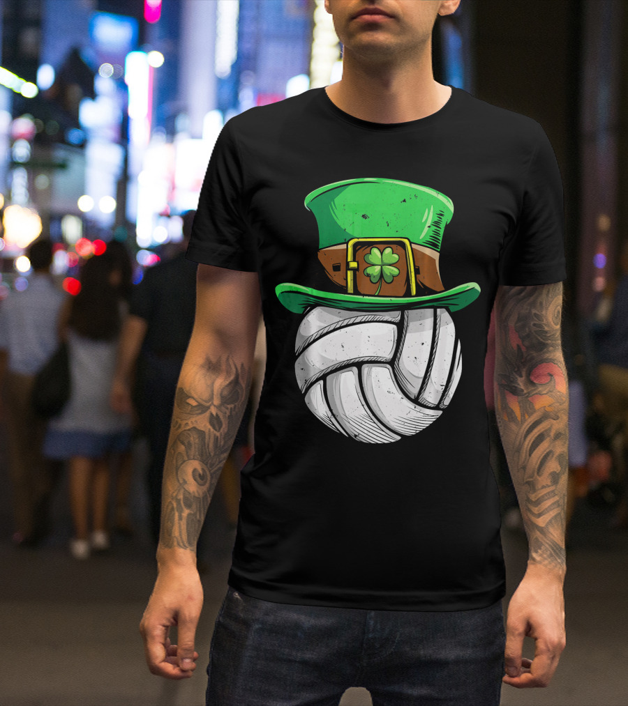 Volleyball Leprechaun Hat With Shamrock T-Shirt